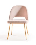 Silla tapizada con patas en metal. Curvada, diseño y comodidad de la mano para hogar y hostelería