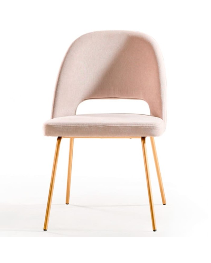 Silla tapizada con patas en metal. Curvada, diseño y comodidad de la mano para hogar y hostelería