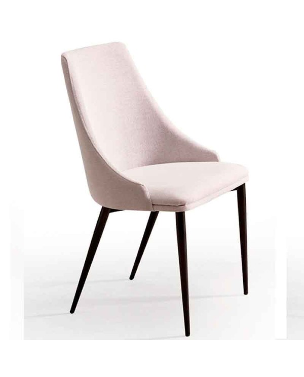 Silla curvada tapizada con patas metálicas. Para hogar y hostelería