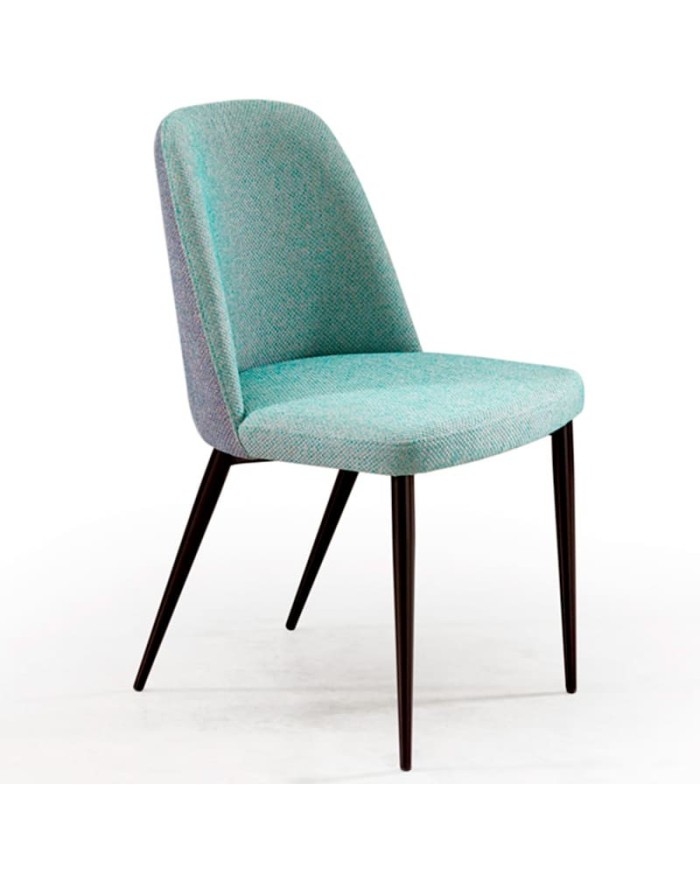 Silla tapizada curvada con patas metálicas para salón, comedor y hostelería