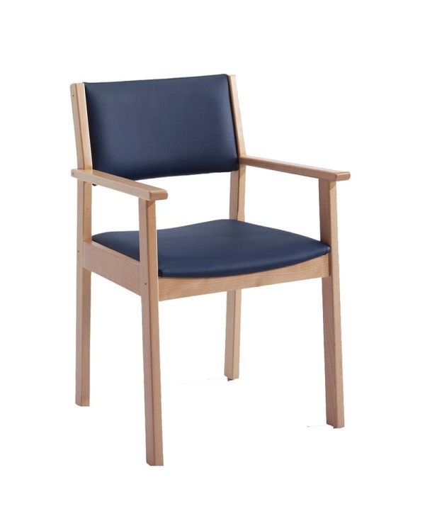 Sillón geriátrico tapizado con madera de haya. Ideal para residencia de mayores