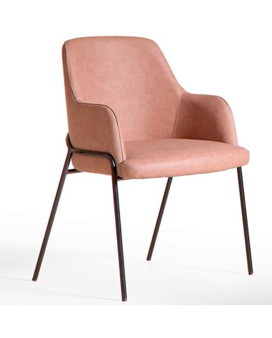 Sillón curvado tapizado con estructura en metal. Diseño y comodidad. Para hogar y hostelería