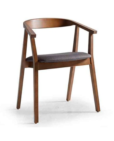 Sillón curvado madera de haya con asiento tapizado