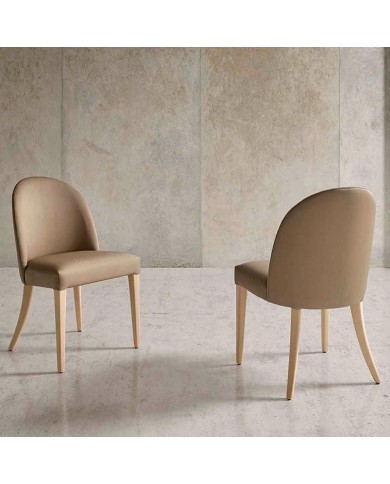 Silla tapizada curvada y madera ZA18