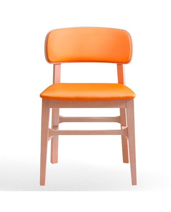 Silla tapizada con madera de haya. Para hogar y hostelería