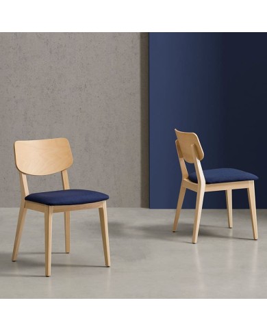 Silla tapizada y respaldo en madera ZB28