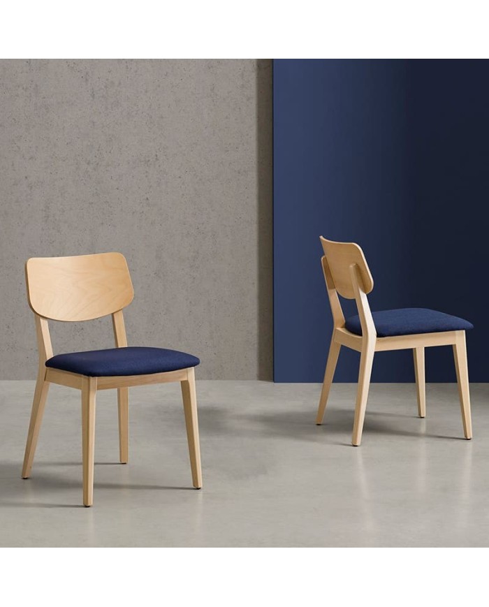 Silla tapizada y respaldo en madera ZB28