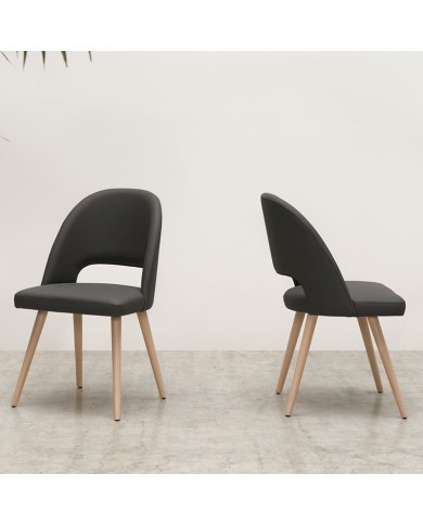 Silla de diseño tapizada y madera ZB34