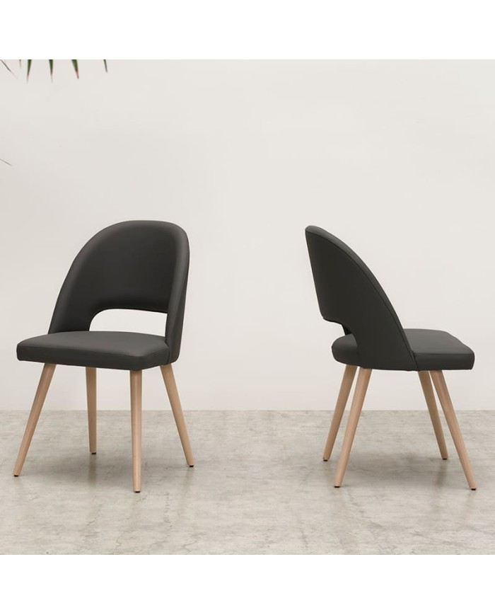 Silla de diseño tapizada y madera ZB34