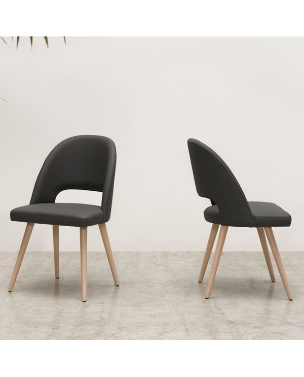 Silla de diseño tapizada y madera ZB34