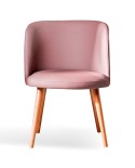 Sillón curvado tapizado combinado con madera. Para hogar y hostelería.
