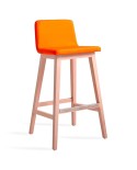 Taburete con respaldo, tapizado y madera, ideal para barra de bar y encimera