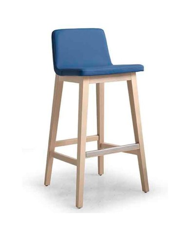 Taburete de madera y tapizado apropiado para barra de bar y encimera de cocina. Ideal en hogar y hostelería