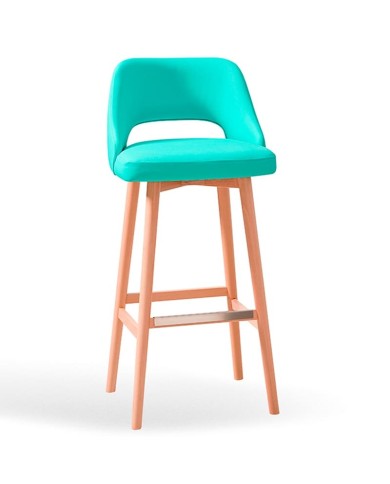 Taburete curvado tapizado con madera de haya para barra y encimera