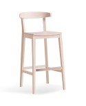 Taburete de madera con respaldo curvado para barra de bar y encimera. Para hostelería y hogar