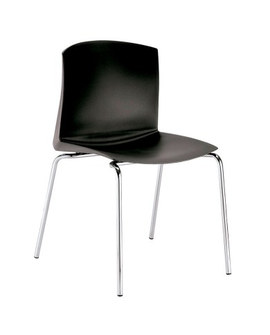 Silla Pull de polipropileno con estructura metálica, resistente y fácil de limpiar cromada y negra Silla Pull de polipropileno con estructura metálica, resistente y fácil de limpiar cromada y negra