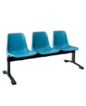 Bancada Vicenza para sala de espera con asientos de polipropileno y estructura metálica negra