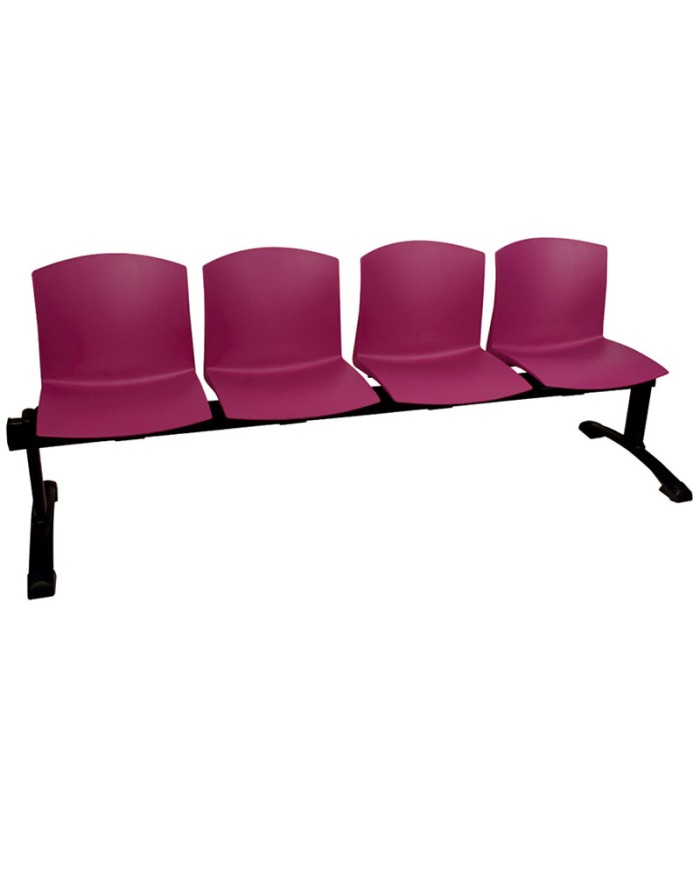 Bancada PULL 4 plazas rosa resistente con estructura metálica epoxi