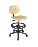 Taburete de laboratorio T7 con asiento y respaldo de madera de haya