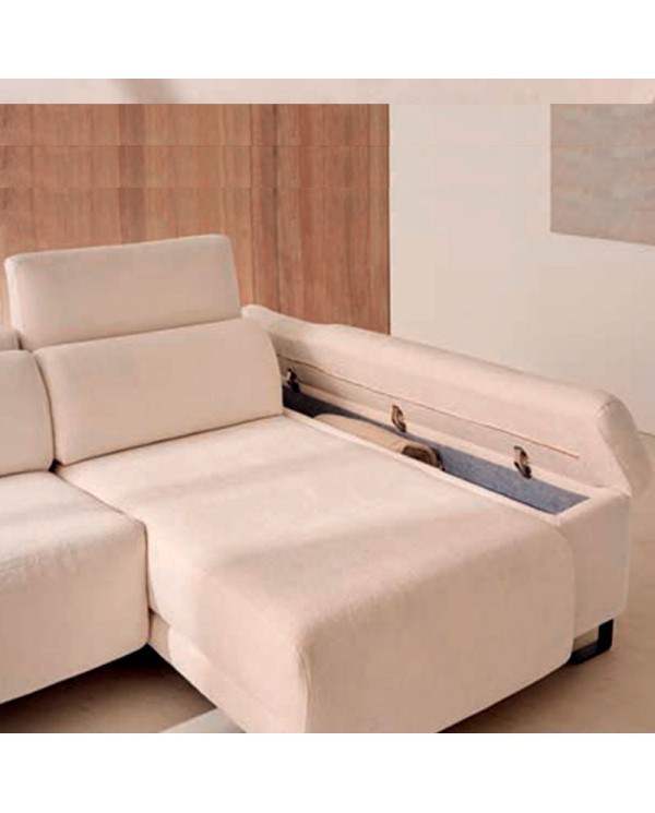 Sofá tokIo con chaise longue y arcón