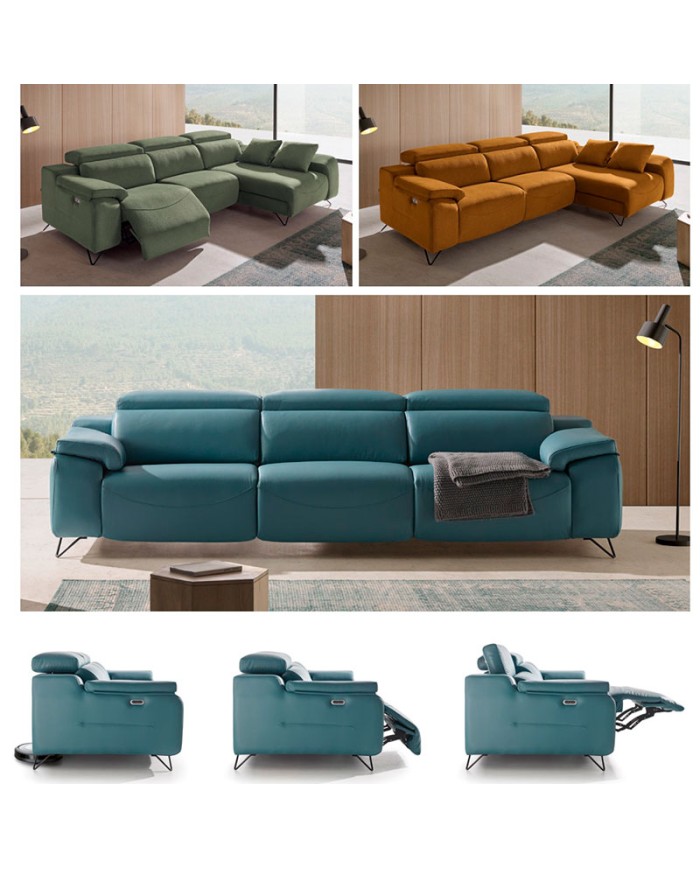 Sofá chaiselongue Forza 284 cm verde