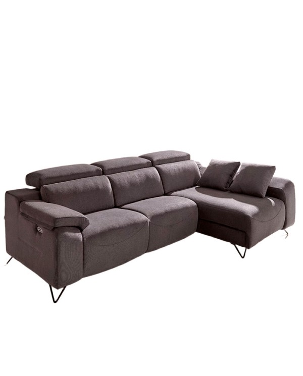 Composición FORZA 3 plazas relax gris con chaiselongue - modular