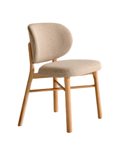 Silla de madera de fresno tapizada para hostelería y hogar