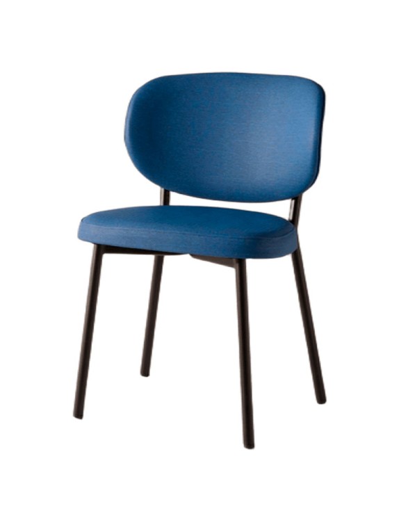 Silla tapizada con estructura de acero para hogar y hostelería