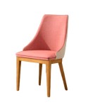 Silla en madera de haya resistente con tapizado y respaldo curvado. Para hogar y hostelería