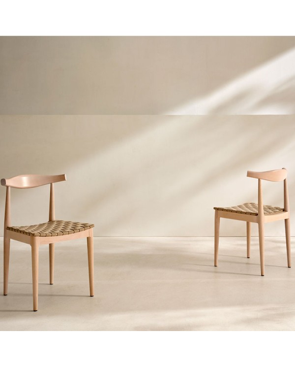 Silla para comedor y hostelería con asiento trenzado