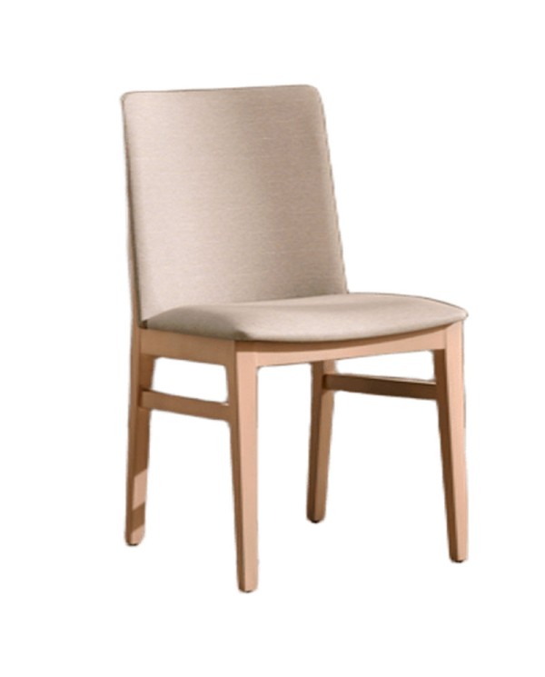 Silla tapizada con estructura en madera de haya. Para hogar y hostelería