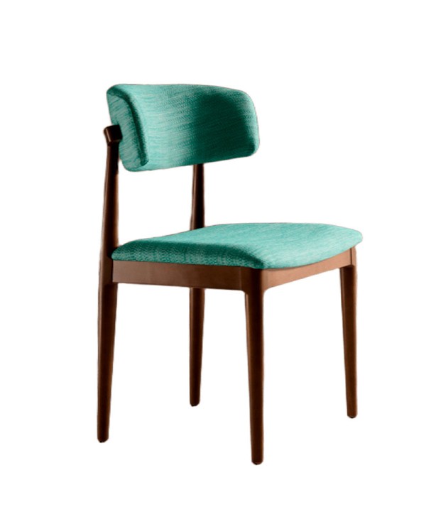 Silla N95 tapizada con respaldo curvado de madera de haya y tapizado