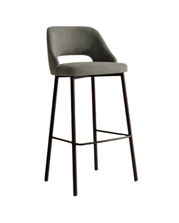 Taburete alto de barra de bar y encimera para hostelería y hogar. Tapizado y metal