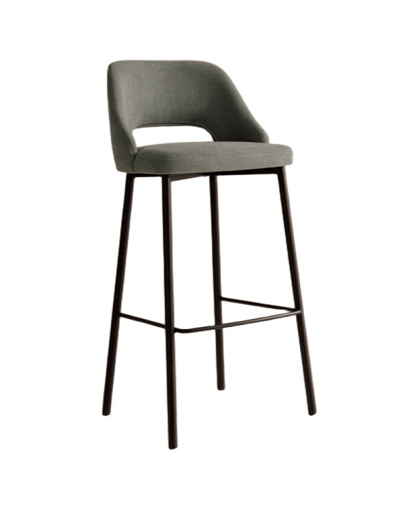 Taburete alto de barra de bar y encimera para hostelería y hogar. Tapizado y metal