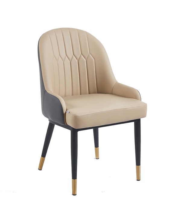 Silla tapizada beige y gris B40