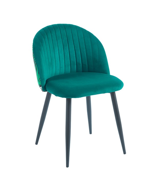 silla C72 tapizada con motivos florales para restaurante