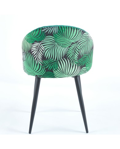 vista trasera de silla económica C72 con respaldo floral