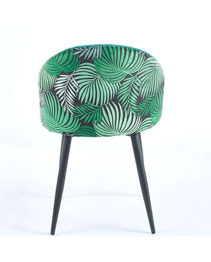 vista trasera de silla económica C72 con respaldo floral