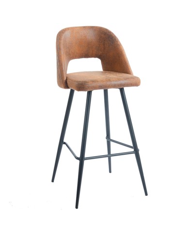 taburete alto N47 color marrón con hueco en el respaldo para hostelería