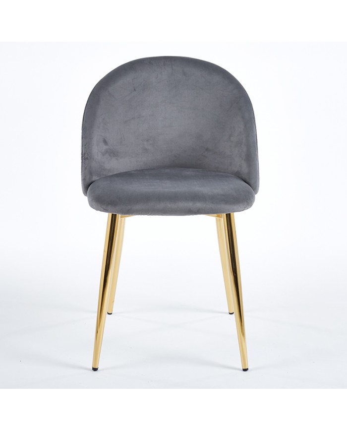 silla tapizada K03C gris con asiento y respaldo tapizado