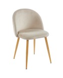 silla tapizada K03D beige con respaldo acolchado