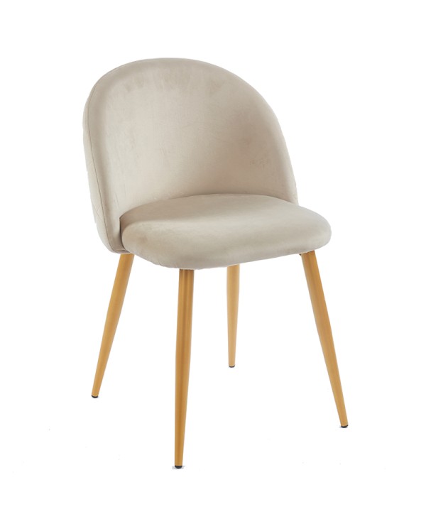 silla tapizada K03D beige con respaldo acolchado