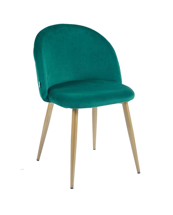 silla tapizada K03 verde con asiento y respaldo lisos