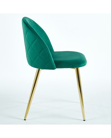 lateral silla tapizada K03 verde con asiento y respaldo lisos