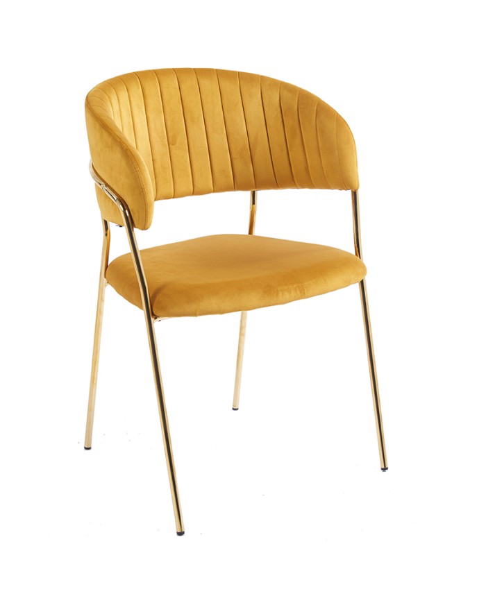 Sillón curvo dorado y mostaza tapizado M65C