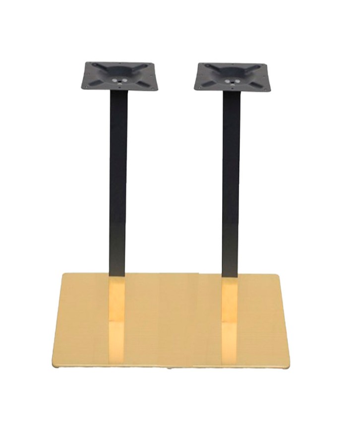 Mesa alta M55F de doble columna con base dorada para hostelería