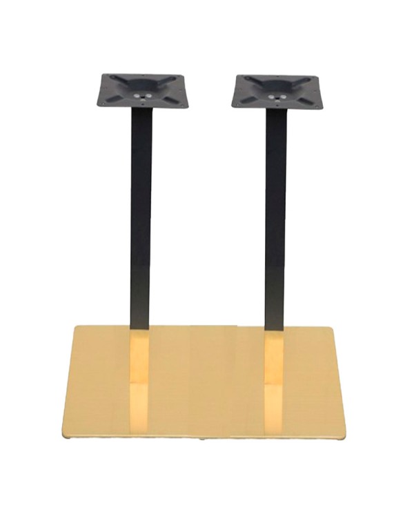 Mesa alta M55F de doble columna con base dorada para hostelería