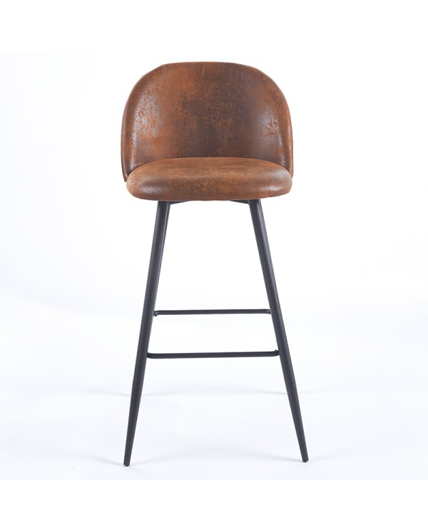 Taburete ZA48C tapizado marrón patas negras para hostelería