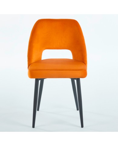 silla de restaurante tapizada con respaldo calado y diseño floral ZJ79