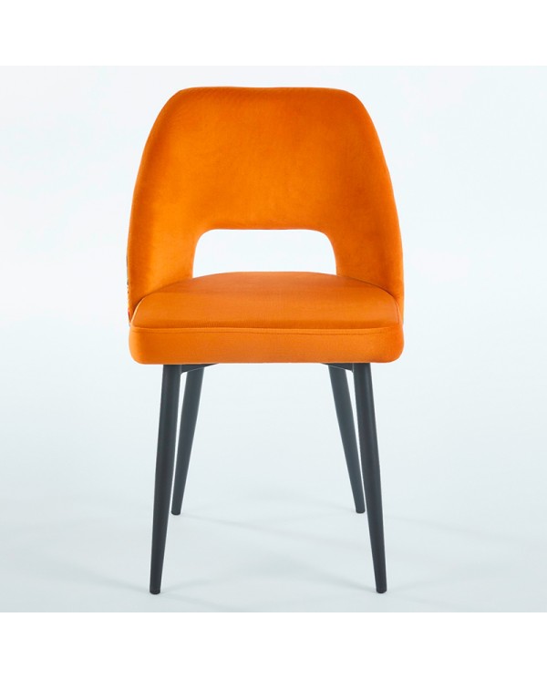 silla de restaurante tapizada con respaldo calado y diseño floral ZJ79